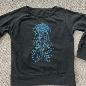 Black West Coast Karma Sweatshirt with Blue Jellyfish Design